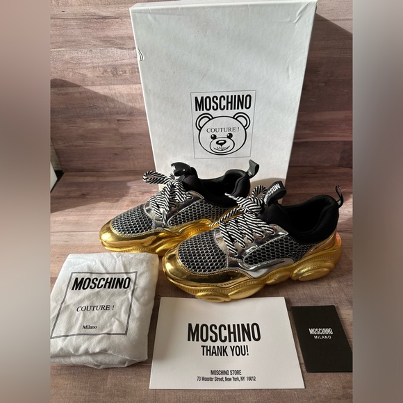 Authentic Moschino Metallic Teddy Sneakers - Picture 1 of 8